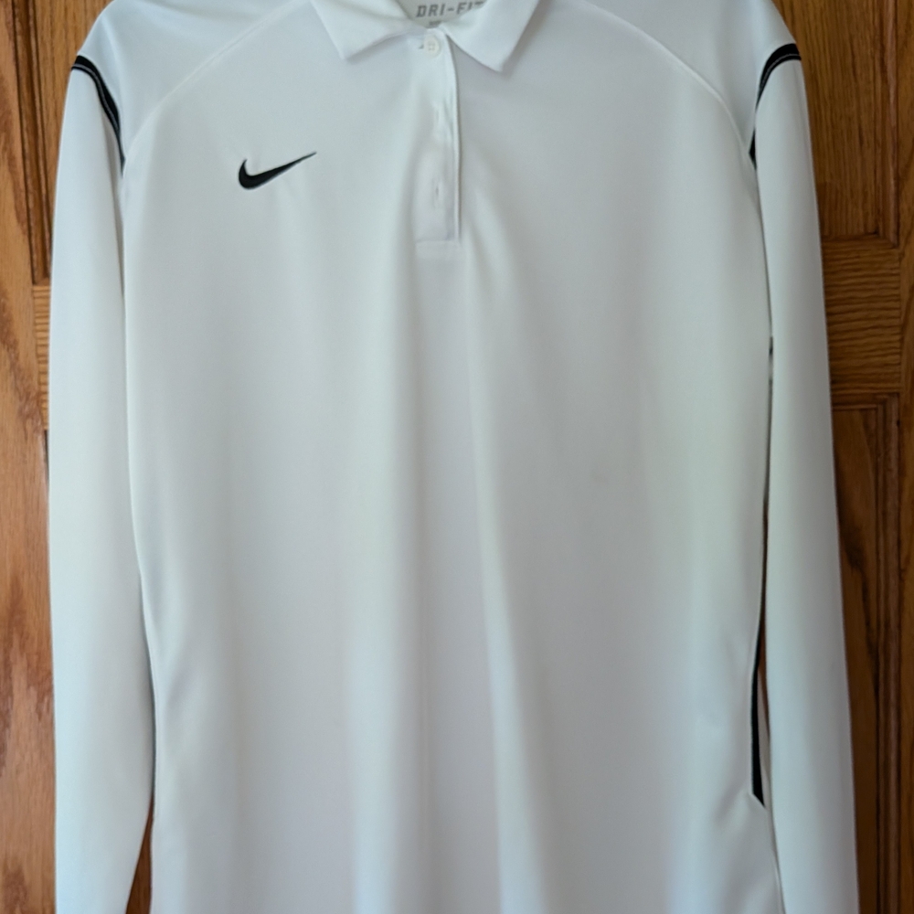 Nike Dri-Fit White Long Sleeve Golf Shirt